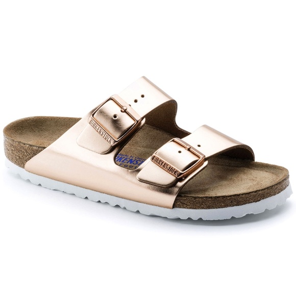 Birkenstock Arizona Metallic Copper Soft Footbed - Picture 1 of 3
